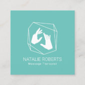 マッサージセラピー幾何学的治癒手スパティール（緑がかった色） スクエア名刺 (正面)