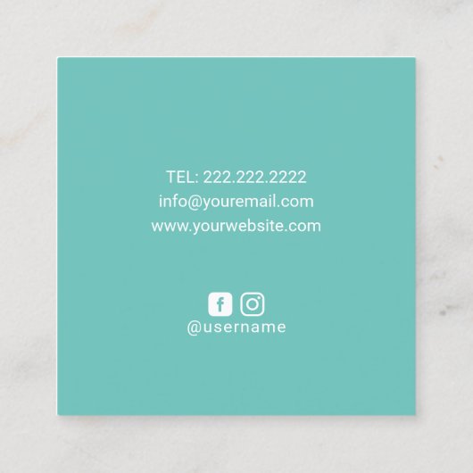 マッサージセラピー幾何学的治癒手スパティール(緑がかった色) スクエア名刺 (裏面)