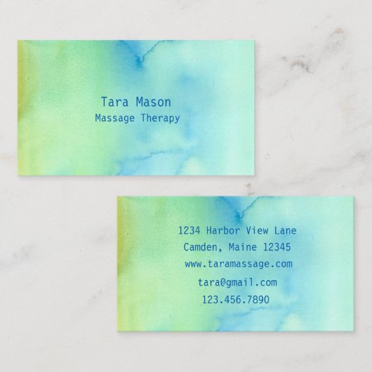 マッサージセラピー落ち着いたグリーンウォーター洗剤 名刺 (正面/裏面)