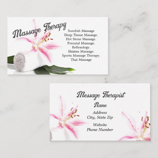マッサージセラピー/オーキッドビジネスカード 名刺 (正面/裏面)