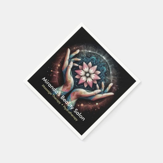 マッサージセラピー ヒーリングハンド エナジースパ ウェルネス スタンダードカクテルナプキン (角)