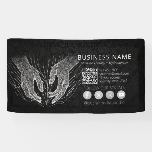 マッサージセラピー ヒーリングハンド エナジースパ ウェルネス 横断幕 (横)