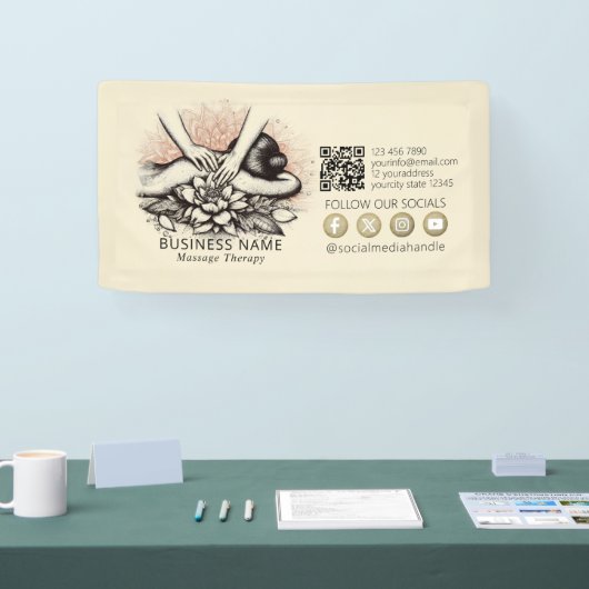 マッサージセラピー ヒーリングハンド エナジースパ ウェルネス 横断幕 (トレードショー)