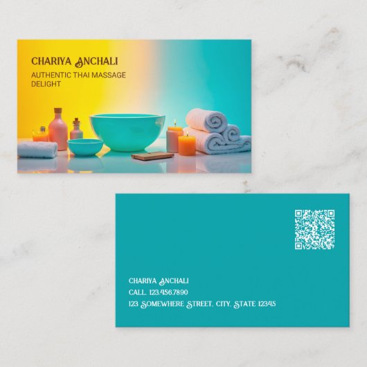 👍マッサージセラピーQR 名刺 (正面/裏面)