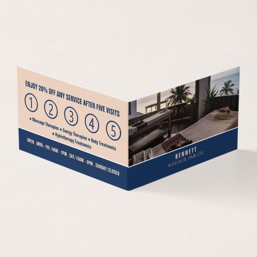 マッサージテーブル、マッサージセラピスト、パーラーロイヤリティ 名刺 (外部)