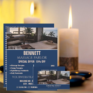 マッサージテーブル、マッサージセラピスト 名刺