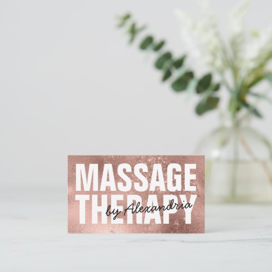 マッサージモダンセラピーバラ金ゴールドグリッタースパークル 名刺 (スタンド正面)