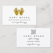 マッサージリフレクソロジーグリッターハンズホワイトゴールドQRCODE 名刺 (正面/裏面)