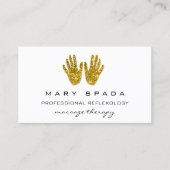 マッサージリフレクソロジーグリッターハンズホワイトゴールドQRCODE 名刺 (正面)