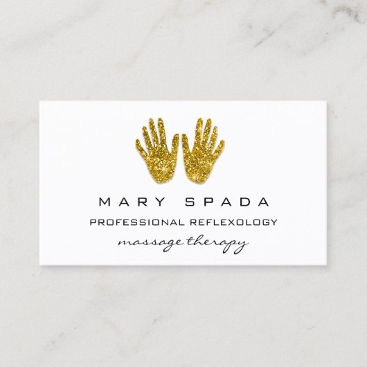 マッサージリフレクソロジーグリッターハンズホワイトゴールドQRCODE 名刺 (正面)