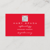 マッサージリフレクソロジーグリッターハンズレッド金ゴールドQR 名刺 (裏面)