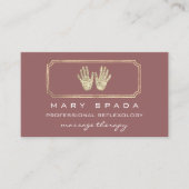 マッサージリフレクソロジーグリッターハンズ金ゴールドQRCodeバラ 名刺 (正面)