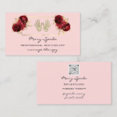 マッサージリフレクソロジーグリッターハンズ金ゴールドQRCodeピンク 名刺 (正面/裏面)