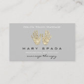 マッサージリフレクソロジーグリッターハンズ霊気グレー金ゴールド 名刺 (正面)