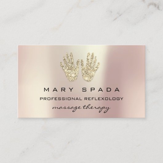 マッサージリフレクソロジーグリッターハンドバラ金ゴールド 名刺 (正面)