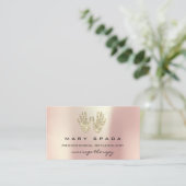 マッサージリフレクソロジーグリッターハンドバラ金ゴールドQRCODE 名刺 (スタンド正面)