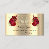 マッサージリフレクソロジー霊気ハンズフレーン金ゴールドQRコード 名刺 (正面)