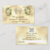 マッサージリフレクソロジー霊気ハンズ金ゴールドQRCodeフローラ 名刺 (正面/裏面)