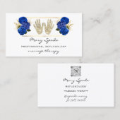 マッサージリフレクソロジー霊気ハンズ金ゴールドQRCodeホワイト 名刺 (正面/裏面)