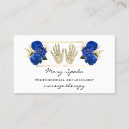 マッサージリフレクソロジー霊気ハンズ金ゴールドQRCodeホワイト 名刺