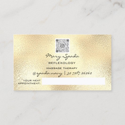 マッサージリフレクソロジー霊気ハンズ金ゴールドQRCodeリース 名刺 (裏面)