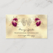 マッサージリフレクソロジー霊気ハンズ金ゴールドQRCodeリース 名刺 (正面)