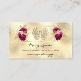 マッサージリフレクソロジー霊気ハンズ金ゴールドQRCodeリース 名刺