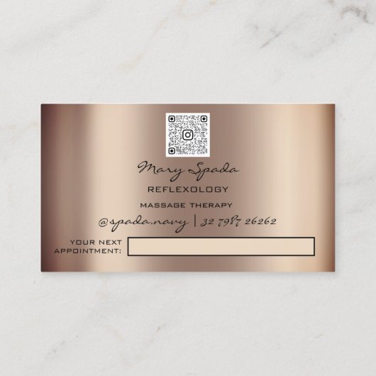 マッサージリフレクソロジー霊気ハンドバラ金ゴールドQRコード 名刺 (裏面)