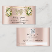 マッサージリフレクソロジー霊気ハンドバラ金ゴールドQRコード 名刺 (正面/裏面)