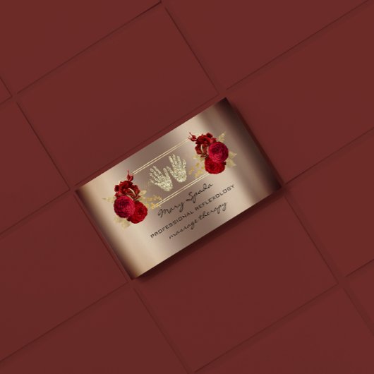 マッサージリフレクソロジー霊気ハンドバラ金ゴールドQRコード 名刺