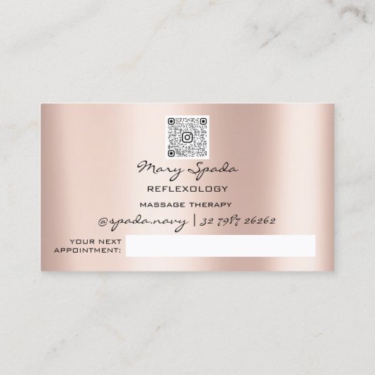 マッサージリフレクソロジー霊気ハンドバラ金ゴールドQR 王室の 名刺 (裏面)