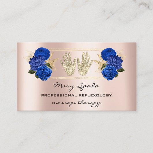 マッサージリフレクソロジー霊気ハンドバラ金ゴールドQR 王室の 名刺 (正面)