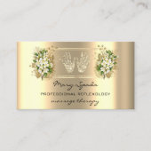 マッサージリフレクソロジー霊気ハンドフェイク金ゴールドQRコード 名刺 (正面)