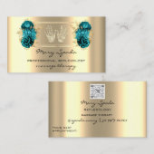 マッサージリフレクソロジー霊気ハンドフェイク金ゴールドQRティール(緑がかった色) 名刺 (正面/裏面)