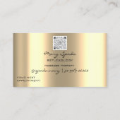 マッサージリフレクソロジー霊気ハンドフェイク金ゴールドQRティール(緑がかった色) 名刺 (裏面)