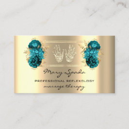 マッサージリフレクソロジー霊気ハンドフェイク金ゴールドQRティール（緑がかった色） 名刺