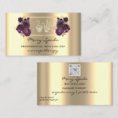マッサージリフレクソロジー霊気ハンドフェイク金ゴールドQRパープル 名刺 (正面/裏面)