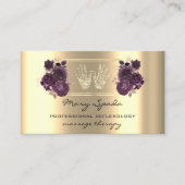 マッサージリフレクソロジー霊気ハンドフェイク金ゴールドQRパープル 名刺 (正面)