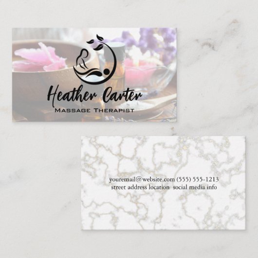 マッサージロゴ |スパ油ソート名刺 名刺 (正面/裏面)