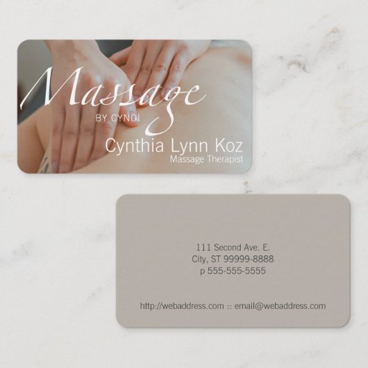 マッサージ文字の手の色の写真の背景 名刺 (正面/裏面)