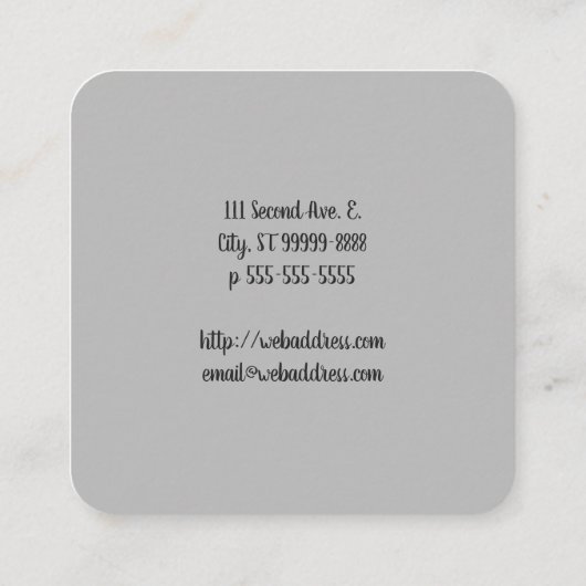 マッサージ文字写真BW手背 スクエア名刺 (裏面)