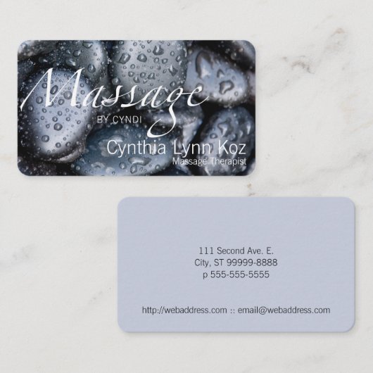 マッサージ文字濡れ石写真背景 名刺 (正面/裏面)