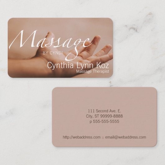 マッサージ文字片手写真背景 名刺 (正面/裏面)