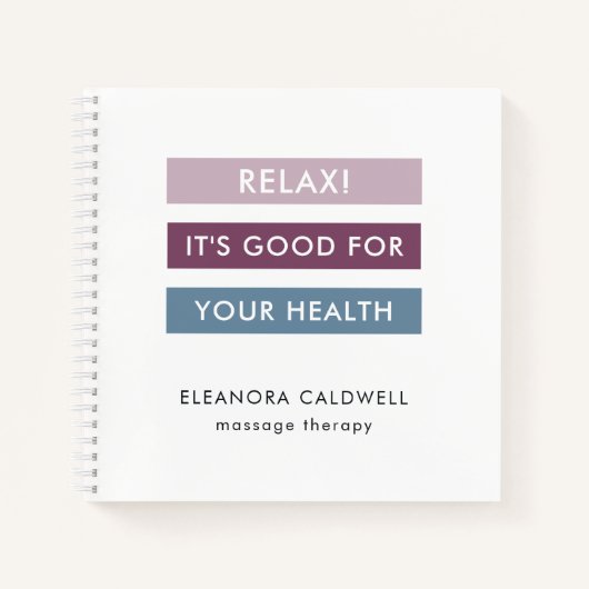 マッサージ療法 モダンストライプ タグライン ノートブック (正面)