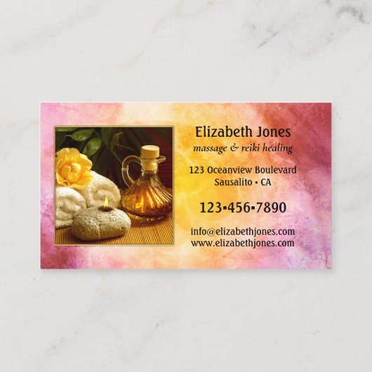 マッサージ霊気ヒーリング写真名刺 名刺 (裏面)