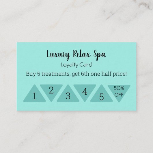 マッサージ、美しい、スパのサロンの割引穿孔器 ロイヤリティカード (裏面)