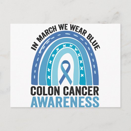 マッシュでブルーを身に着けて大腸がんの意識向上 ポストカード (正面)