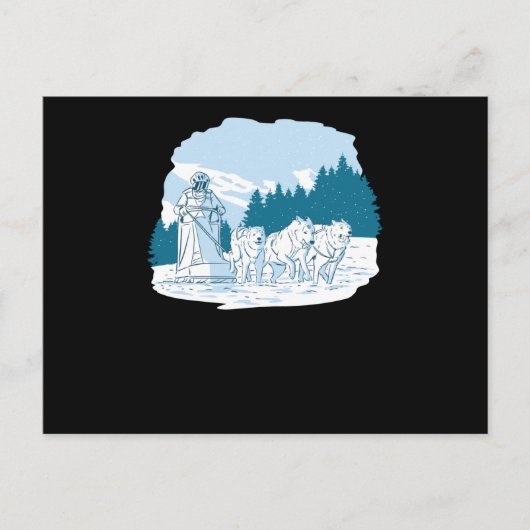 マッシュスリングされた犬のレーシングハスキーのソリ ポストカード (正面)