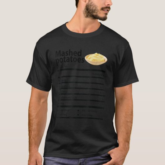 マッシュドおもしろいポテト栄養事実感謝祭 Tシャツ (正面)
