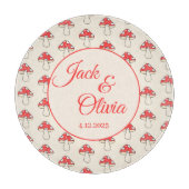 マッシュルームかわいいレトロかわいいカスタムカップル名 カッティングボード (正面)